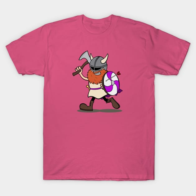 Viking Berserker Cartoon (Player 6 / pink version) T-Shirt by Koyaanisqatsian